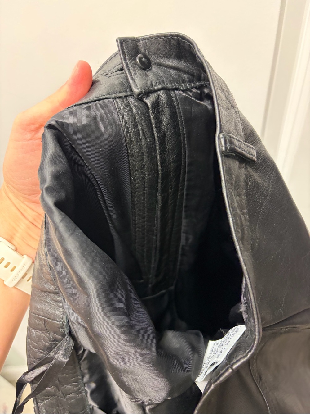 Vintage NWT Spiegel Black Straight-Leg Leather Pants - Picture 9 of 9
